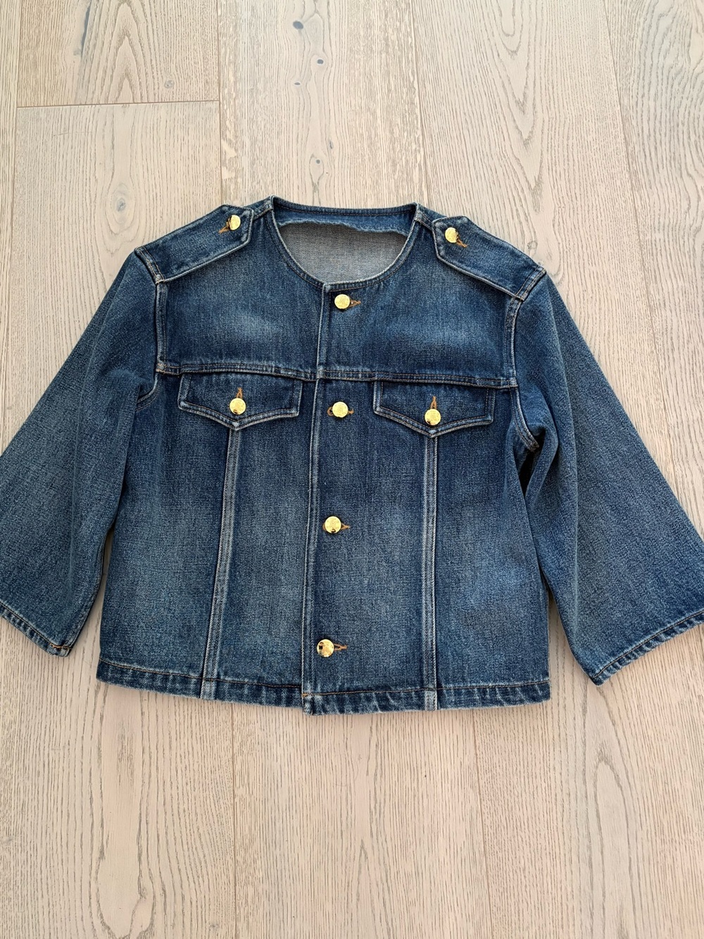 Celine Jean Denim Jacket with Gold Buttons